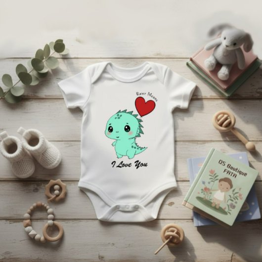 Schattige Mint Dinosaurus Romper