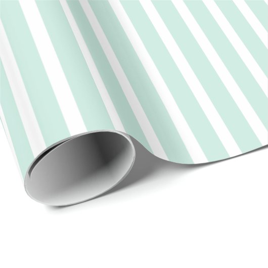 Schattige Mint Green en White Striped Cadeaupapier (Rol Hoek)
