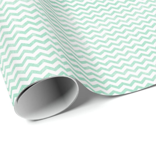 Schattige Mint Groen Chevron Patroon Cadeaupapier (Rol Hoek)