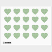 Schattige Mint Groen en Goud Swirly Vines Pattern Hart Sticker (Vel)