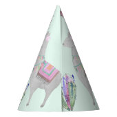 Schattige Mint Pink Llama en Cactus Waterverf Patt Feesthoedjes (Achterkant)