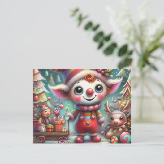 Schattige Misfit Kerst Elf Briefkaart (Staand voorkant)