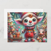 Schattige Misfit Kerst Elf Briefkaart (Voorkant / Achterkant)