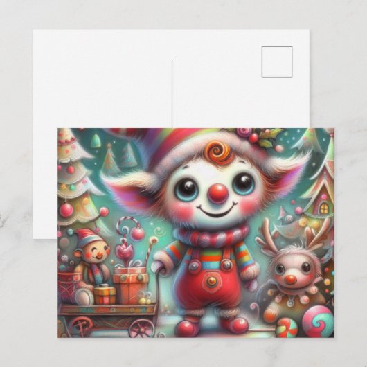 Schattige Misfit Kerst Elf Briefkaart (Voorkant / Achterkant)