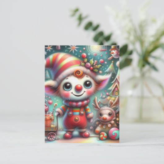 Schattige Misfit Kerst Elf Briefkaart (Staand voorkant)