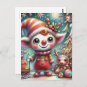 Schattige Misfit Kerst Elf Briefkaart (Voorkant / Achterkant)