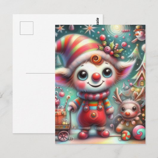 Schattige Misfit Kerst Elf Briefkaart (Voorkant / Achterkant)