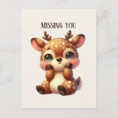 Schattige Missing You Deer Briefkaart (Voorkant)