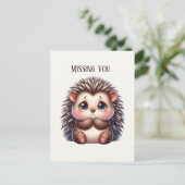 Schattige Missing You Hedgehog Briefkaart (Staand voorkant)