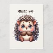 Schattige Missing You Hedgehog Briefkaart (Voorkant)