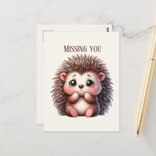 Schattige Missing You Hedgehog Briefkaart