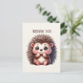 Schattige Missing You Hedgehog Briefkaart (Staand voorkant)