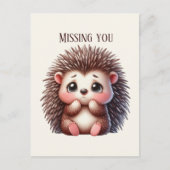 Schattige Missing You Hedgehog Briefkaart (Voorkant)