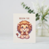 Schattige Missing You Lion Briefkaart (Staand voorkant)