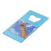 Schattige "Missy Giraffe" Creditkaart Flessenopener (Voorkant Gekanteld)