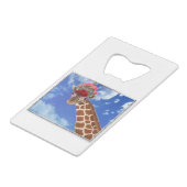 Schattige "Missy Giraffe" Creditkaart Flessenopener (Achterkant Gekanteld)