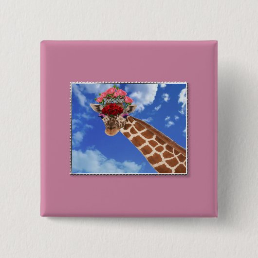 Schattige "Missy Giraffe" Vierkante Button 5,1 Cm (Voorkant)