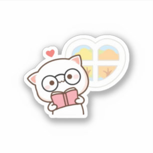 Schattige Mochi Peach Cat Leesboek Sticker