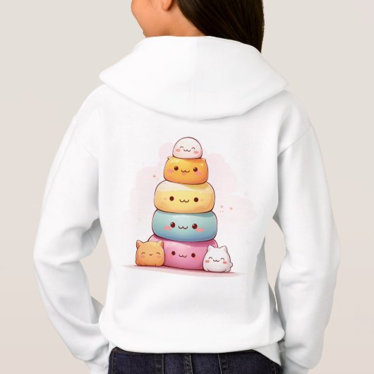 Schattige Mochi Stack Kinder Hoodie (Achterkant)