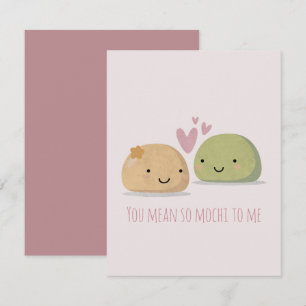 Schattige Mochi Valentijnsdag Notitiekaartje