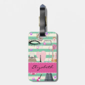 Schattige Mode, Parijs, hartspatroon Bagagelabel (Achterkant verticaal)