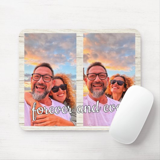 Schattige Modern 2 Fotocollage Custom Monogram Muismat (Met muis)