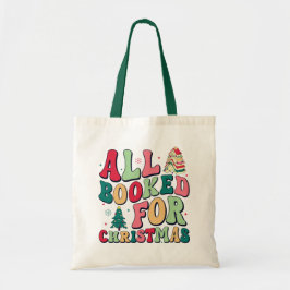 Schattige Modern All Booked voor Kerstboekenliefhe Tote Bag