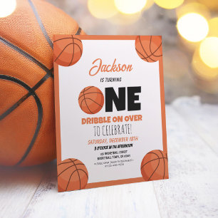 Schattige Modern Basketbal Budget 1st Birthday Inv