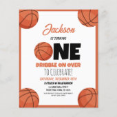 Schattige Modern Basketbal Budget 1st Birthday Inv (Voorkant)