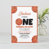 Schattige Modern Basketbal Sport Kinder 1e Verjaar Kaart (Staand voorkant)