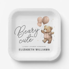 Schattige Modern Beary Sweet Baby shower Party Papieren Bordje
