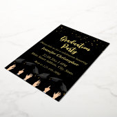 Schattige Modern Black&Gold Sparkles Graduation Pa Folie Uitnodiging (Gedraaid)