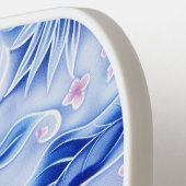 Schattige Modern Blauw Bloemen Pickleball Paddle (Links Detail)