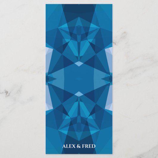 Schattige Modern Blauw Bruiloft Menu (Achterkant)