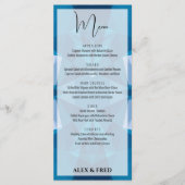 Schattige Modern Blauw Bruiloft Menu (Voorkant)