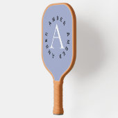 Schattige Modern Blauw Monogram Naam + Initiaal Pickleball Paddle (Links)