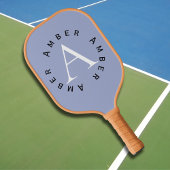 Schattige Modern Blauw Monogram Naam + Initiaal Pickleball Paddle