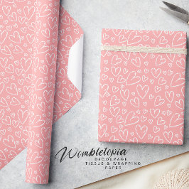Schattige Modern Blush Roze Wit Hart Cadeaupapier