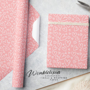 Schattige Modern Blush Roze Wit Hart Cadeaupapier