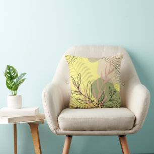 Schattige Modern Boho Bloemen Lichtgeel Kussen