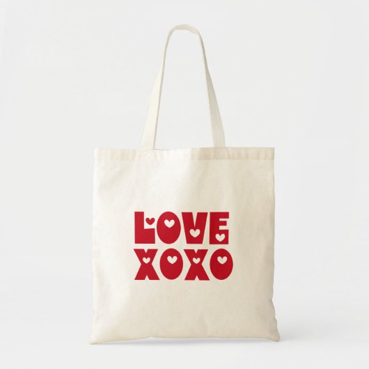 Schattige Modern Bold Red Valentijns's Love XOXO Tote Bag (Voorkant)