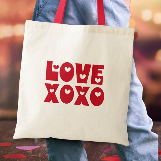Schattige Modern Bold Red Valentijns's Love XOXO Tote Bag