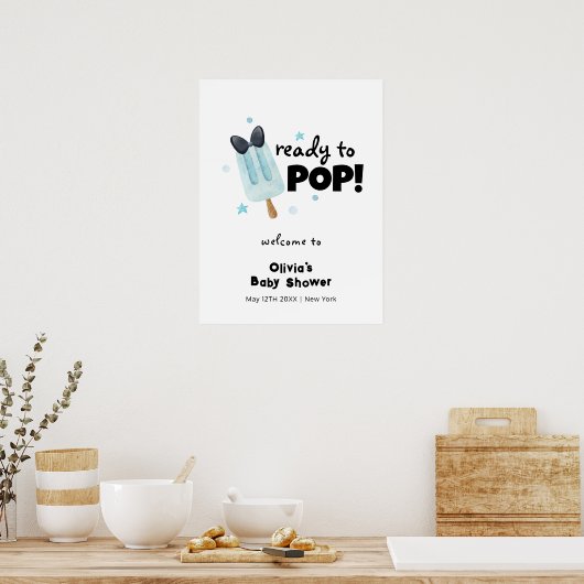 Schattige Modern Bow Ice Cream Pop Baby shower Wel Poster (Keuken)