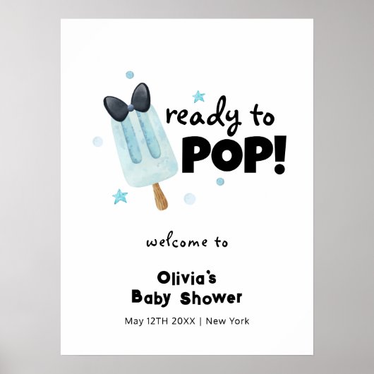 Schattige Modern Bow Ice Cream Pop Baby shower Wel Poster (Voorkant)