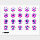 Schattige Modern Bright Pink Girl Pirate Ronde Sticker (Vel)