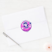 Schattige Modern Bright Pink Girl Pirate Ronde Sticker (Envelop)