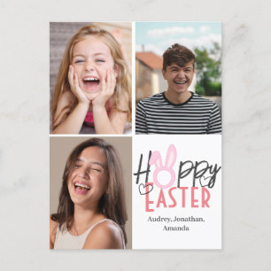 Schattige modern Bunny Ears Pasen, familie drie fo Feestdagenkaart