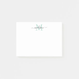 Schattige Modern Chic Girly Script Monogram Blauwg Post-it® Notes