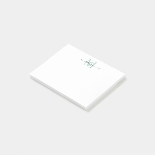 Schattige Modern Chic Girly Script Monogram Blauwg Post-it® Notes (Schuin)