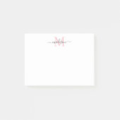 Schattige Modern Chic Girly Script Monogram Blush Post-it® Notes (Voorkant)